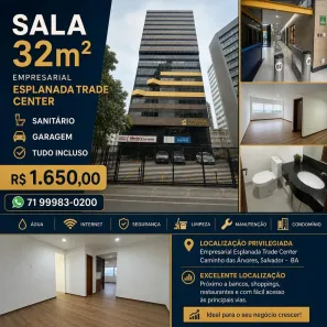 Sala Comercial para alugar, 32m² no Caminho das Árvores, Salvador