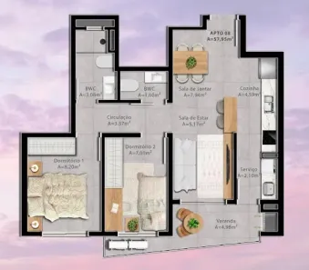 Apartamento com 2 Quartos à venda, 58m² no Itoupava Norte, Blumenau