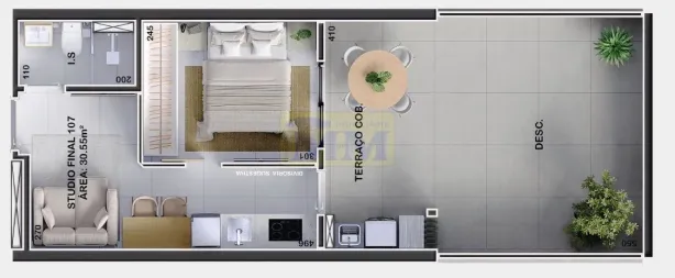 Apartamento com 1 Quarto à venda, 35m² no Bacacheri, Curitiba