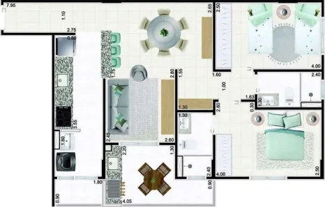 Apartamento com 2 Quartos à venda, 800m² no Caiçara, Praia Grande