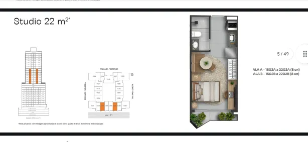 Apartamento com 1 Quarto à venda, 22m² no Setor Bueno, Goiânia