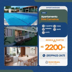 Apartamento com 3 Quartos à venda, 60m² no Dois Carneiros, Jaboatão dos Guararapes