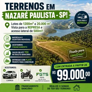 Lote/Terreno à venda, 1200m² no Centro, Nazaré Paulista