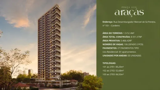 Apartamento com 3 Quartos à venda, 66m² no Cordeiro, Recife