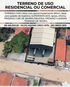 Lote/Terreno à venda, 594m² no Paupina, Fortaleza