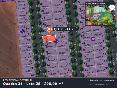 Lote/Terreno à venda, 200m² no Residencial Setsul II, São José do Rio Preto