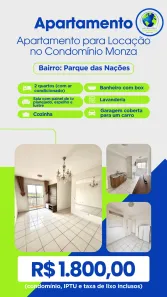 Apartamento com 2 Quartos para alugar, 10m² no Parque Residencial das Nações Indígenas, Cuiabá