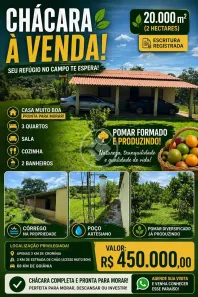 Fazenda/Sítio com 3 Quartos à venda, 20000m² no , Cromínia