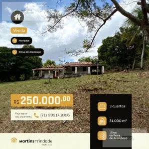 Fazenda/Sítio com 3 Quartos à venda, 31000m² no Área Rural de Camaçari, Camaçari