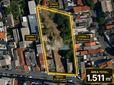 Lote/Terreno à venda, 1511m² no Jardim Santo Antônio, Santo André