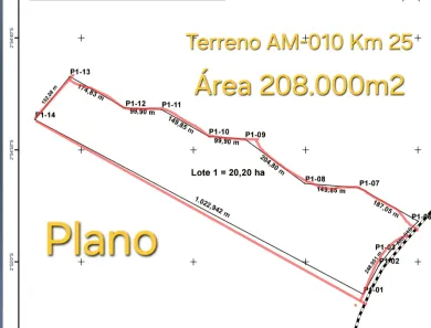 Lote/Terreno à venda, 208000m² no Tarumã-Açu, Manaus