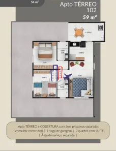 Apartamento com 2 Quartos à venda, 59m² no São Joaquim, Contagem
