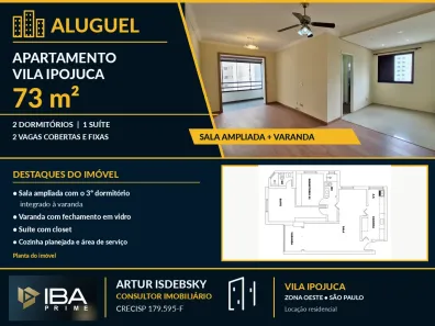 Apartamento com 2 Quartos para alugar, 73m² no Vila Ipojuca, São Paulo