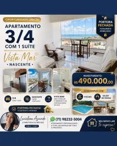 Apartamento com 3 Quartos à venda, 74m² no Ipitanga, Lauro de Freitas
