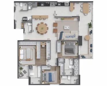 Apartamento com 3 Quartos à venda, 140m² no Loteamento Residencial e Comercial Bosque Flamboyant, Taubaté