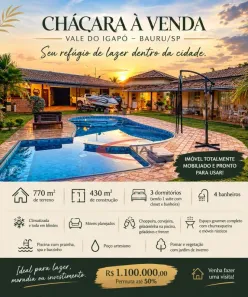 Fazenda/Sítio com 3 Quartos à venda, 430m² no Vale do Igapó, Bauru