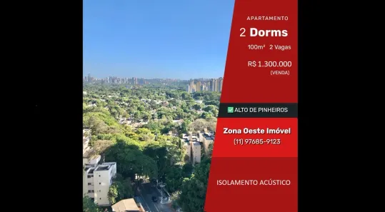 Apartamento com 3 Quartos à venda, 100m² no Alto de Pinheiros, São Paulo