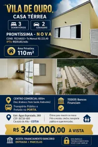 Casa de Condomínio com 3 Quartos à venda, 90m² no Chácara Tropical (Caucaia do Alto), Cotia