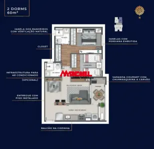 Apartamento com 2 Quartos à venda, 64m² no Jardim Paraíso, São José dos Campos