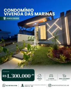 Casa de Condomínio com 3 Quartos à venda, 134m² no Ponta Negra, Manaus