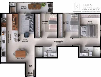 Apartamento com 3 Quartos à venda, 93m² no Pedra Branca, Palhoça