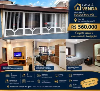 Casa com 3 Quartos à venda, 85m² no Residencial Bosque dos Ipês, São José dos Campos