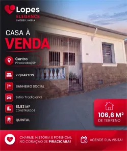 Casa com 2 Quartos à venda, 81m² no Centro, Piracicaba