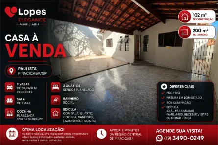 Casa com 3 Quartos à venda, 100m² no Paulista, Piracicaba