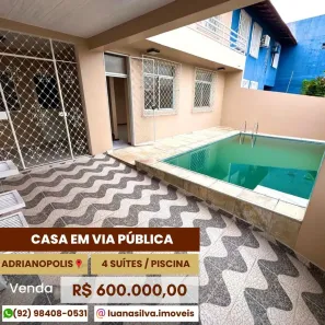 Casa com 4 Quartos à venda, 293m² no Adrianópolis, Manaus