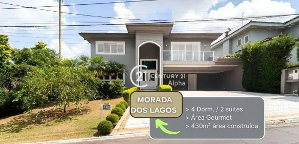 Casa de Condomínio com 4 Quartos para venda ou aluguel, 430m² no Residencial Morada dos Lagos, Barueri