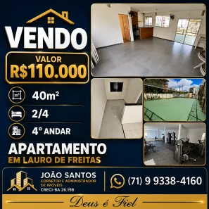 Apartamento com 2 Quartos à venda, 40m² no Caji, Lauro de Freitas