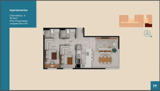 Apartamento com 2 Quartos à venda, 76m² no Pedra Branca, Palhoça