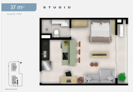 Apartamento com 1 Quarto à venda, 37m² no Setor Bueno, Goiânia