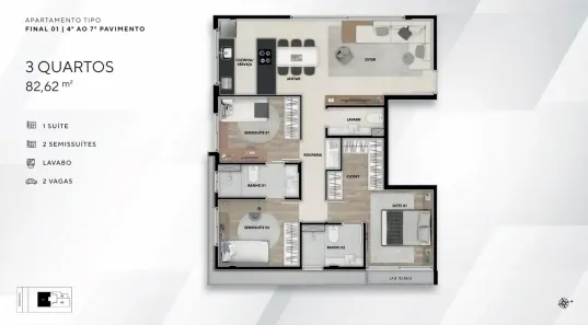 Apartamento com 3 Quartos à venda, 83m² no Funcionários, Belo Horizonte