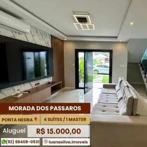Casa de Condomínio com 4 Quartos para alugar, 281m² no Ponta Negra, Manaus
