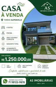 Casa de Condomínio com 4 Quartos à venda, 220m² no Jardim Limoeiro, Camaçari