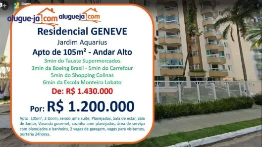 Apartamento com 3 Quartos à venda, 105m² no Parque Residencial Aquarius, São José dos Campos