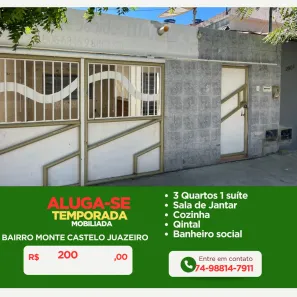 Casa com 2 Quartos para alugar, 70m² no Santo Antônio, Juazeiro