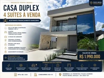 Sobrado com 3 Quartos à venda, 250m² no Ponta Negra, Manaus