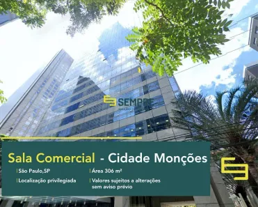 Sala Comercial para alugar, 306m² no Cidade Monções, São Paulo