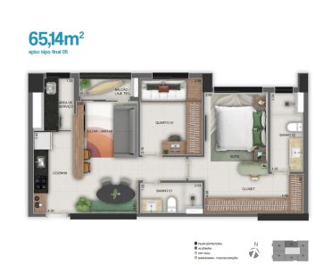 Apartamento com 2 Quartos à venda, 65m² no Setor Bueno, Goiânia