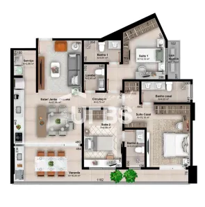 Apartamento com 3 Quartos à venda, 120m² no Graciosa - Orla 14, Palmas
