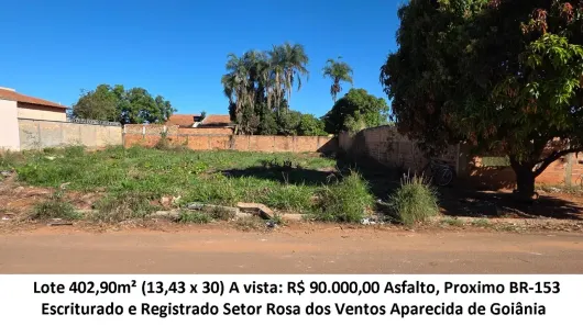 Lote/Terreno à venda, 402m² no Rosa dos Ventos, Aparecida de Goiânia