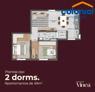 Apartamento com 2 Quartos à venda, 49m² no Parque Carolina, Jundiaí