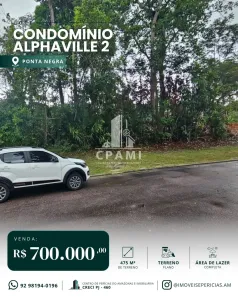Lote/Terreno à venda, 475m² no Ponta Negra, Manaus
