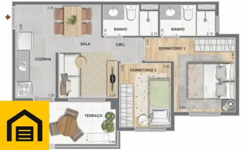 Apartamento com 2 Quartos à venda, 44m² no Mooca, São Paulo