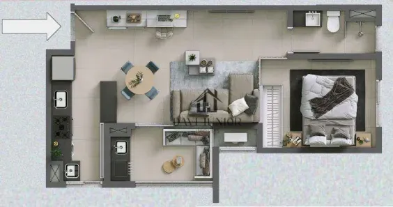 Apartamento com 1 Quarto para alugar, 49m² no Além Ponte, Sorocaba