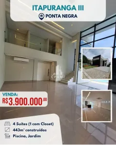 Casa de Condomínio com 4 Quartos à venda, 443m² no Ponta Negra, Manaus