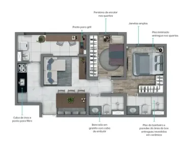 Apartamento com 2 Quartos à venda, 45m² no Santo Amaro, São Paulo