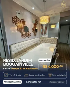 Apartamento com 3 Quartos para alugar, 79m² no Parque 10 de Novembro, Manaus